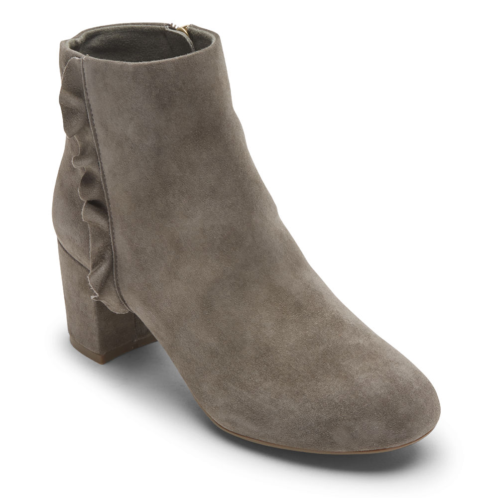 Rockport Womens Boots Grey - Total Motion Oaklee Ruffle - UK 753-LWBKGQ